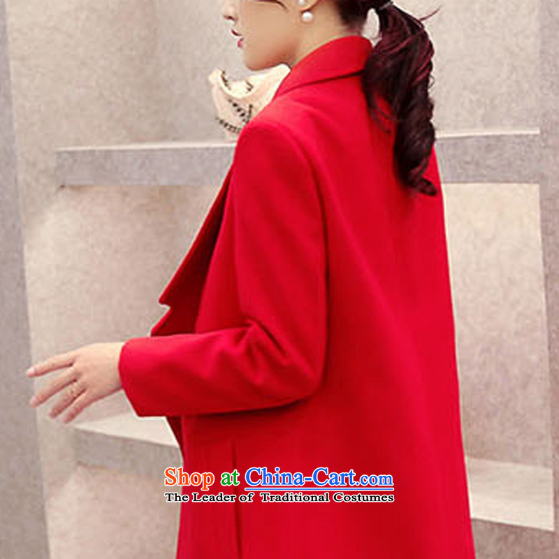 Lozet 2015 autumn and winter new women's stylish Korean temperament lapel in Sau San long double-side Gross Gross Jacket coat?? a red plus cotton XL, Lozet (ROLUZEE) , , , shopping on the Internet