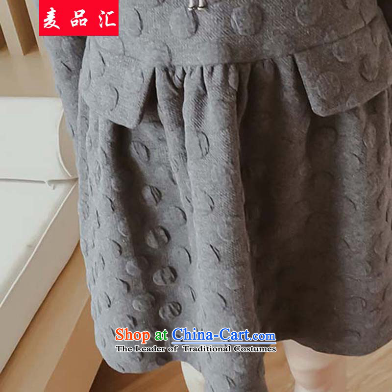 Mr products large 2015 removals by sinks women Fall/Winter Collections loose long-sleeved shirt 200 catties, forming the basis of thin thick mm in graphics long skirt 6,239 4XL, gray Mak products by , , , shopping on the Internet