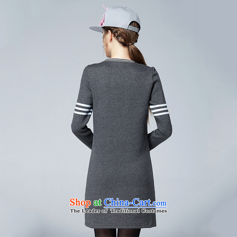 Elizabeth 2015 ultra high discipline code women for winter new stylish mm thick plus lint-free long-sleeved knitting forming the thick dresses SN1656- thin gray 4XL, graphics discipline Windsor shopping on the Internet has been pressed.