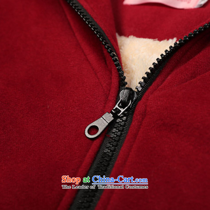Morning to 2015 autumn and winter new Korean version of large numbers of female add extra thick inner pot gross lint-free, long cardigan jacket Sau San video thin adjustable hood leisure sweater wine red 4XL RECOMMENDATIONS 150 - 160131, morning to , , , shopping on the Internet
