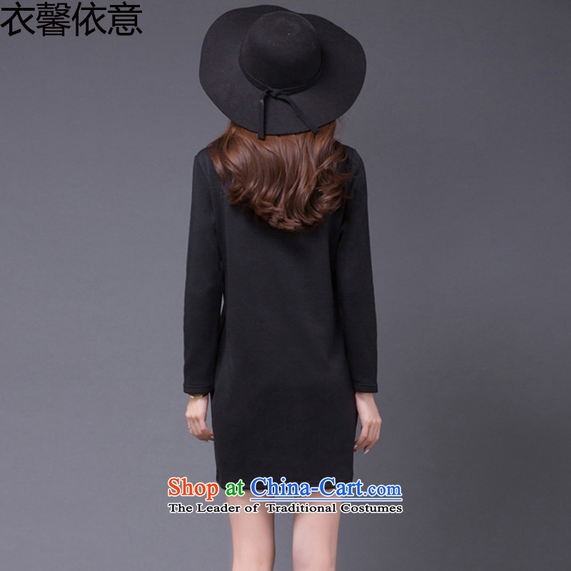 In accordance with the intention to include yi 2015 autumn and winter new Korean version of large numbers of female add lint-free long-sleeved T-shirt women Thick coated dresses female Y419 black , L, in accordance with the intention to include Yi shoppin