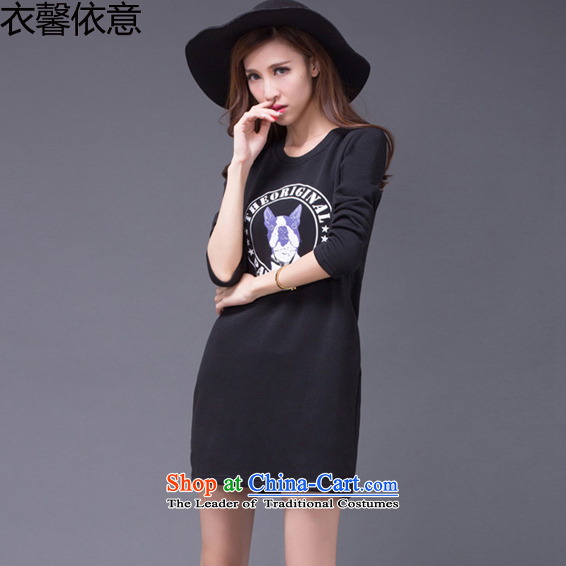 In accordance with the intention to include yi 2015 autumn and winter new Korean version of large numbers of female add lint-free long-sleeved T-shirt women Thick coated dresses female Y419 black , L, in accordance with the intention to include Yi shoppin