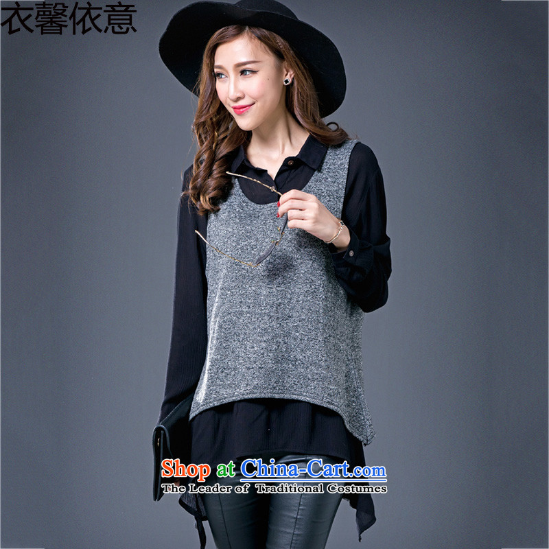 In accordance with the intention to include yi 2015 autumn and winter large new women's long-sleeved shirt thick two kits in mm long), forming the shirt color picture XXXL, Y420 Yi Xin in accordance with the intention of online shopping has been pressed.