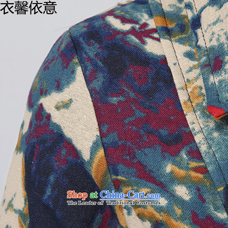 According to the Italian shirts Xin Yi Girls 2015 autumn and winter new stamp in the retro long for women cotton linen cotton shirt Y422 thickened the blue M Yi Xin in accordance with the intention of online shopping has been pressed.