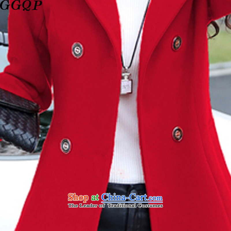  The Korean version of the long GGQP) Nagymaros for Sau San a wool coat female gross jacket female red M,ggqp,,,? Online Shopping