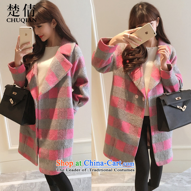 Chu Chien 2015 winter new products Women Korean commuter gross long coats in this picture color S