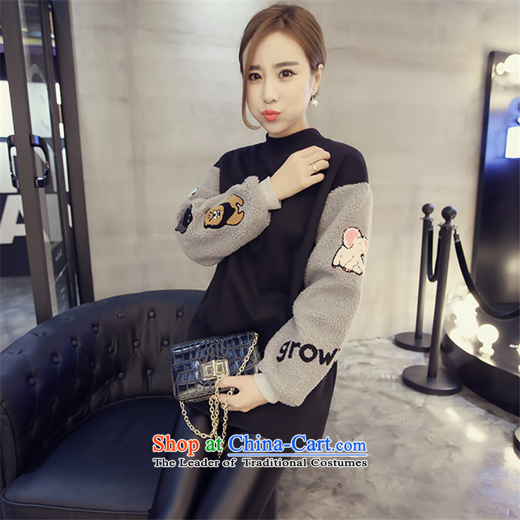 Mr Hui 2015 autumn and winter, the new Korean leisure sweater loose video thin large female round-neck collar long-sleeved shirt, forming the mm thick coat 6356 4XL Photo Black, prices, brand platters! The elections are supplied in the national character of distribution, so action, buy now enjoy more preferential! As soon as possible.
