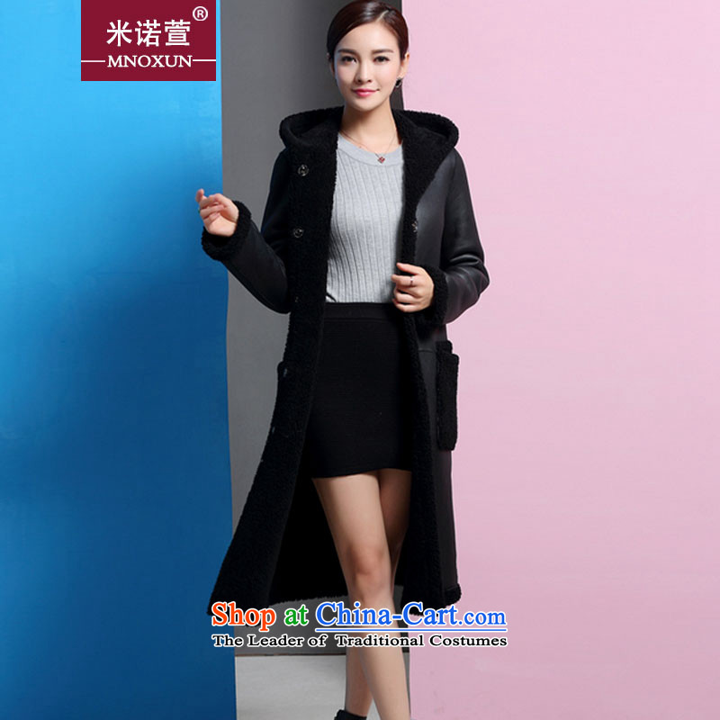 Mineau Xuan by 2015 new leather garments female coats that long fur coat K879 one female black M