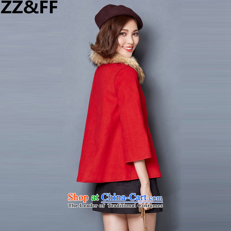 2015 Autumn and winter Zz&ff new stylish decorated Korean girl who video thin hair? overcoat 1582 Red S,ZZ&FF,,, shopping on the Internet