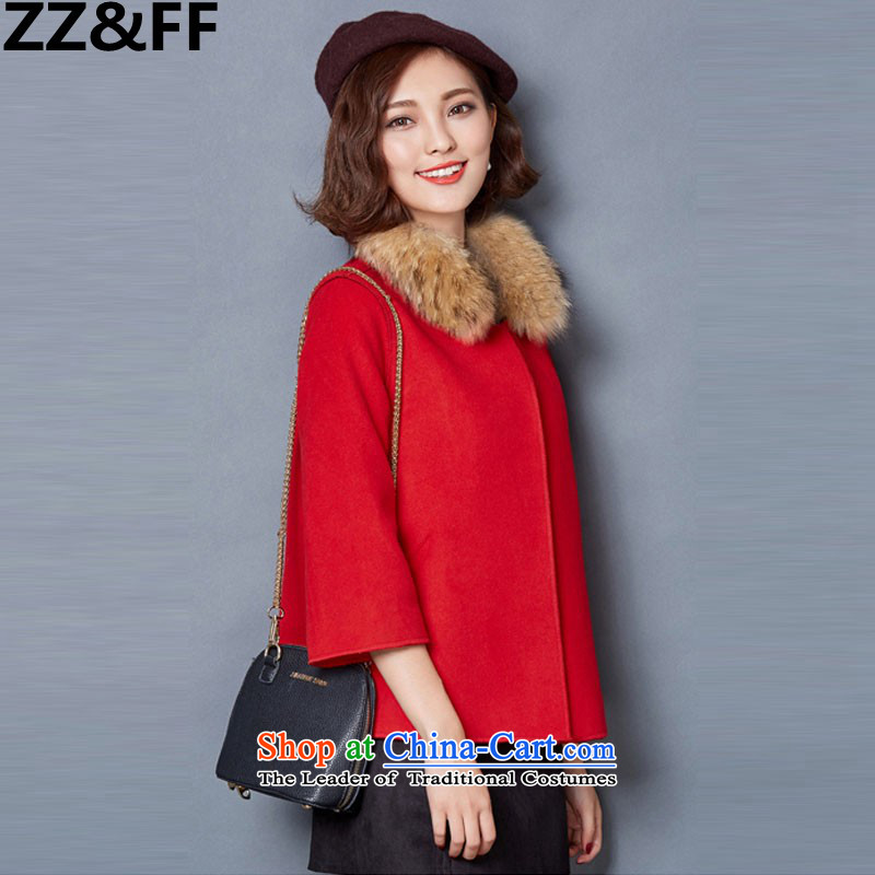 2015 Autumn and winter Zz&ff new stylish decorated Korean girl who video thin hair? overcoat 1582 Red S,ZZ&FF,,, shopping on the Internet