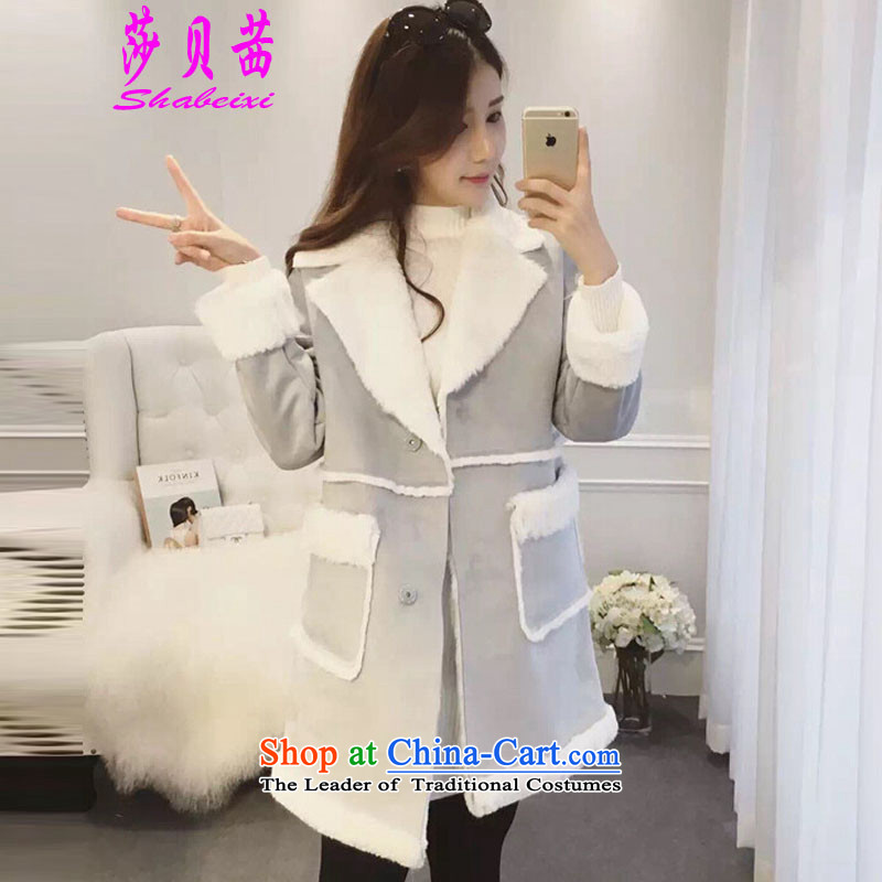 Elizabeth Bessie 2015 winter, Korean fashion sense of skin-stitching is designed to comply with gross jacket White?M?