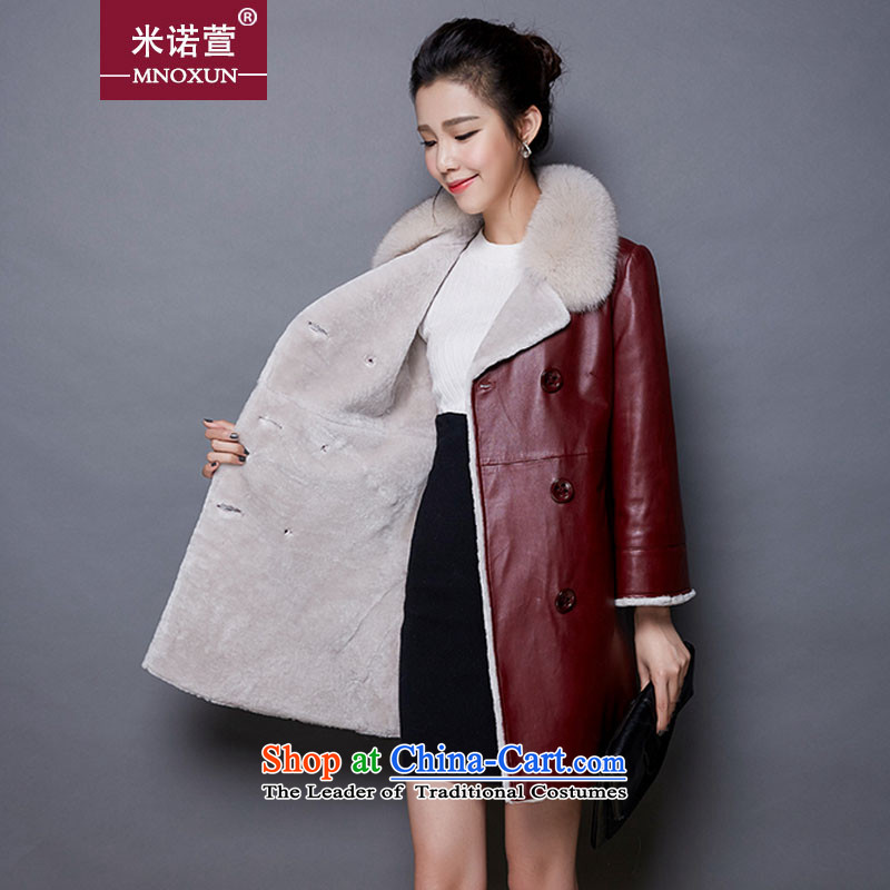 Mineau Xuan by 2015 winter long jacket coat fur grass lamb  K881 black , L, M, Xuan (MNOXUN) , , , shopping on the Internet