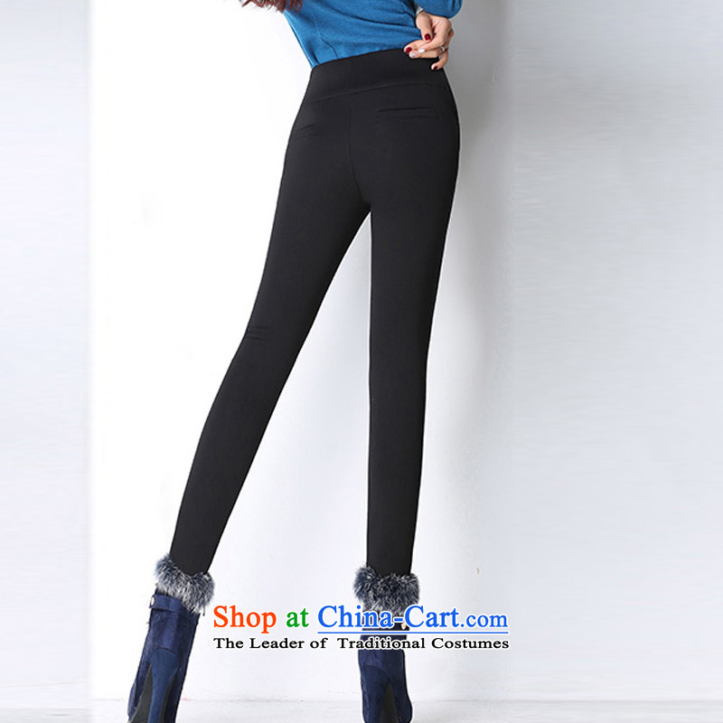 The officials of the fuseau larger ladies pants plus large-thick wool pants four face high Waist Trousers, forming the pop-gold lint-free warm black trousers 4XL 160-180, the turbid fuseau shopping on the Internet has been pressed.