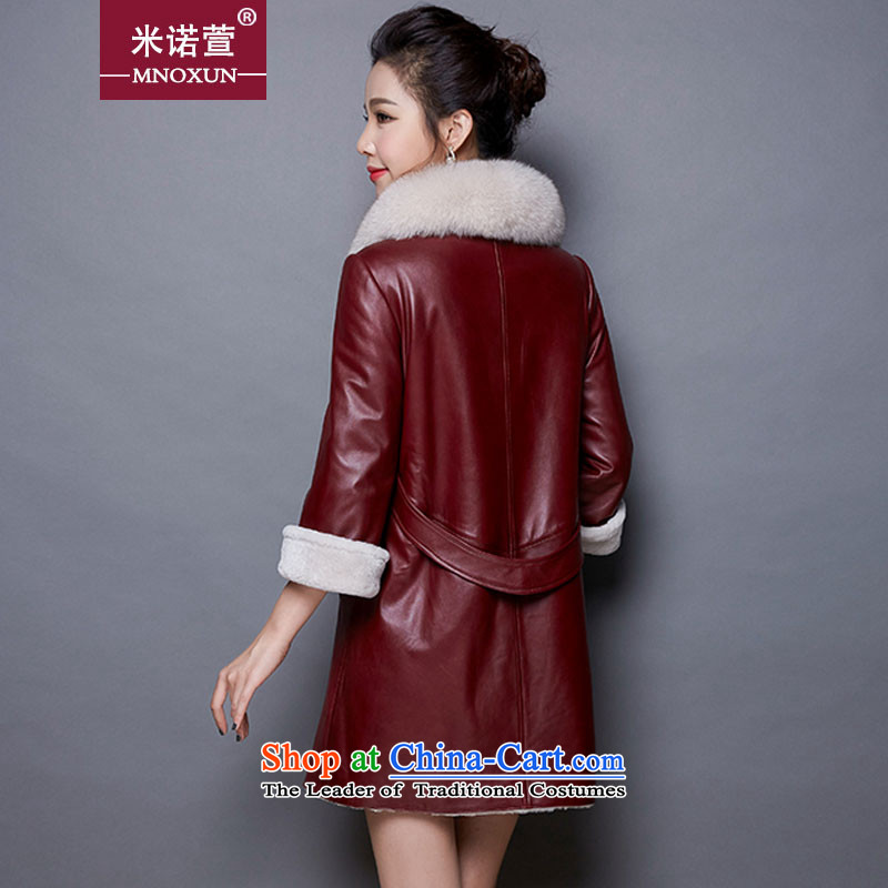 Mineau Xuan by 2015 winter long jacket coat fur grass lamb  K881  XXL, wine red Domino Xuan (MNOXUN) , , , shopping on the Internet