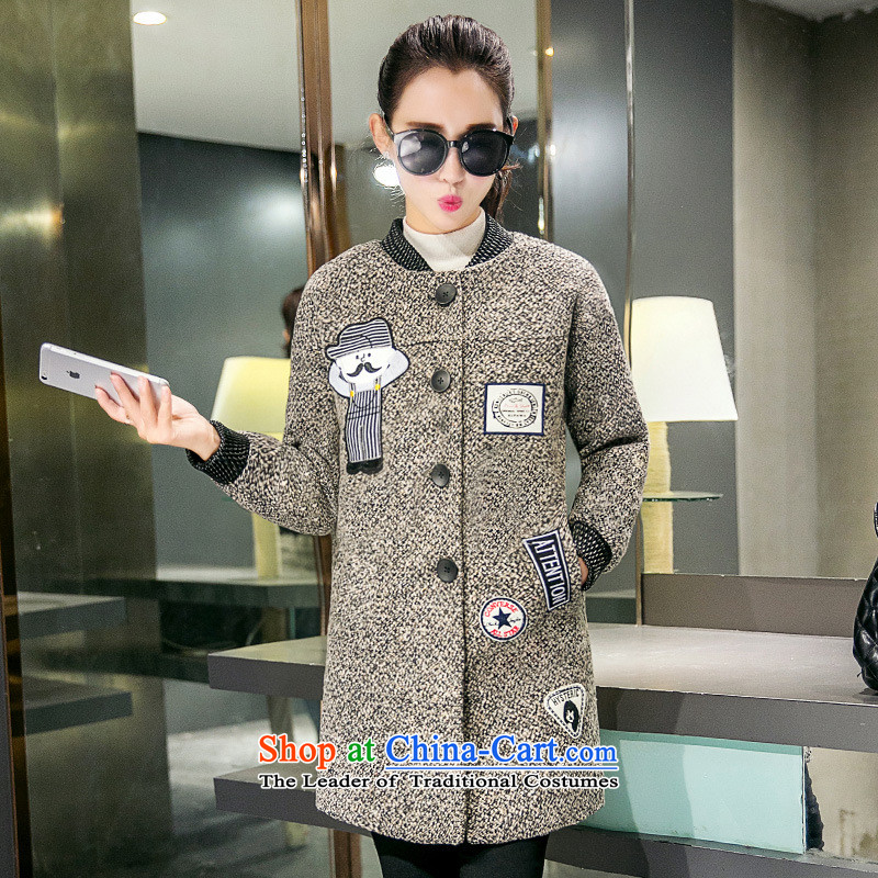 Cartoon embroidery thick and long)? sub-jacket light gray , L, Kai, , , , shopping on the Internet