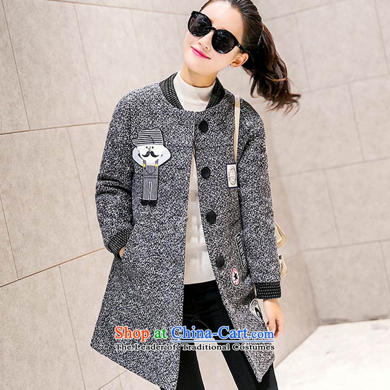 Cartoon embroidery thick and long)? sub-jacket light gray , L, Kai, , , , shopping on the Internet