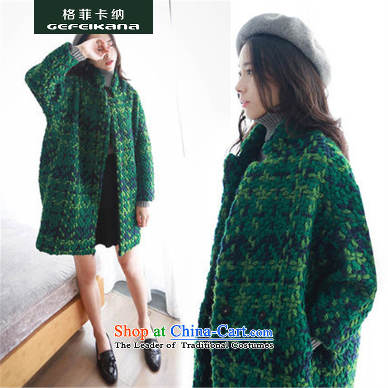 Guffy, gross? 2015 autumn and winter coats of Korean new women's loose video thin latticed coats that long thick hair? jacket female navy M Guffy Qana (GEFEIKANA) , , , shopping on the Internet