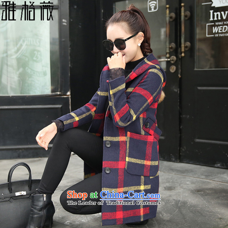 Jagueux Ms Audrey EU gross? 2015 autumn and winter coats female New England style terminal in the college of Sau San with cap a wool coat female red XL, Vicki jagueux shopping on the Internet has been pressed.