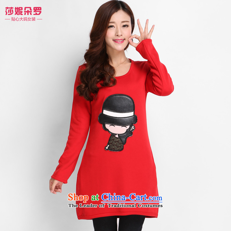 Luo Shani Flower Code women's long-sleeved T-shirt with lint-free thick warm thick mm video thin sweater female 86868?3XL red