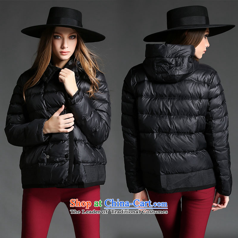 2015 winter clothing western new products new thick sister thick xl female jackets, cotton short cotton coat thick mm thick person video thin to Sau San cotton jacket black 5XL,BS,,, shopping on the Internet