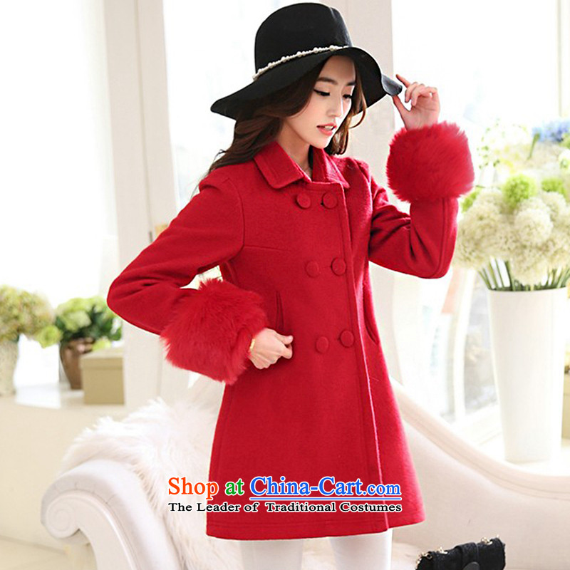 8In Pak Long Hair? lady jackets RED?M