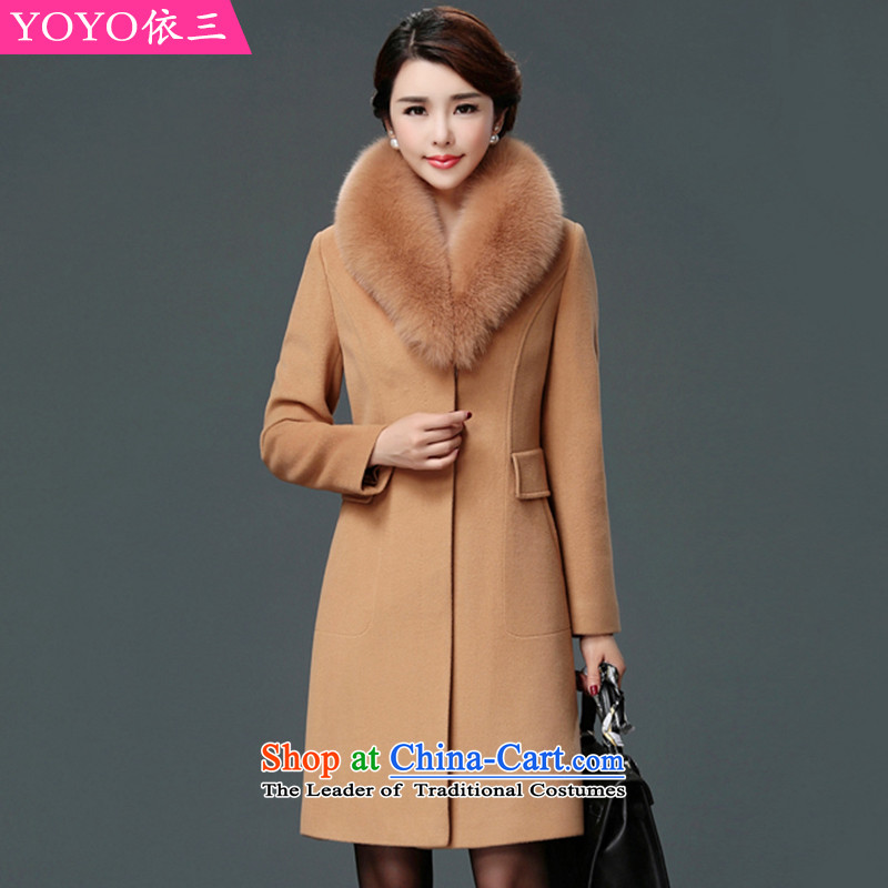 The YOYO optimized with the new name of the Winter 2015 yuan wind emulation Fox for Gross Gross V1840 jacket coat? and Color?M