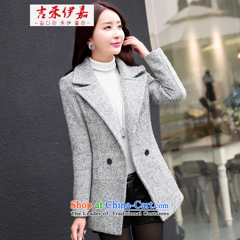 Gil Wo Ika 2015 new gross girls jacket? Long Fall/Winter Collections Korean women's young son lounge light gray overcoat M Gil Wo Ika shopping on the Internet has been pressed.