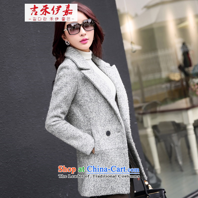 Gil Wo Ika 2015 new gross girls jacket? Long Fall/Winter Collections Korean women's young son lounge light gray overcoat M Gil Wo Ika shopping on the Internet has been pressed.