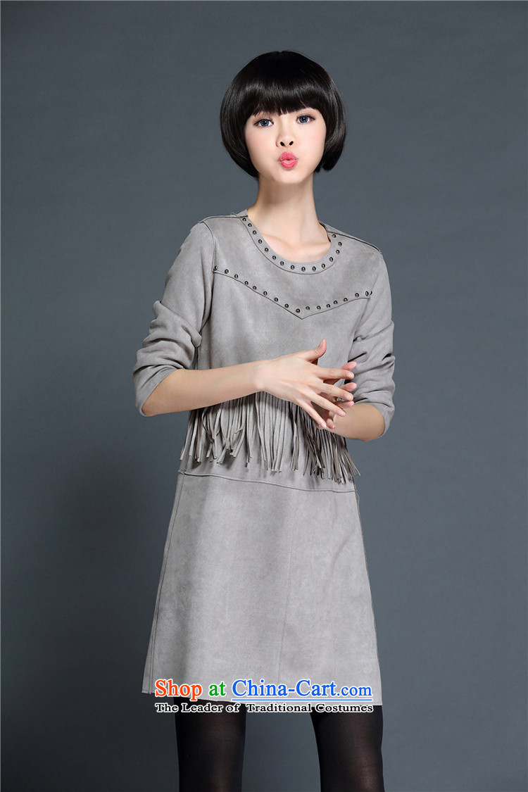 Chung Cayman El 2015 autumn and winter new Korean version of Fat MM larger female stream Su Yu nail deerskin lint-free thick dresses 51-73 13  pictures, price gray XXL platters, brand! The elections are supplied in the national character of distribution, so action, buy now enjoy more preferential! As soon as possible.