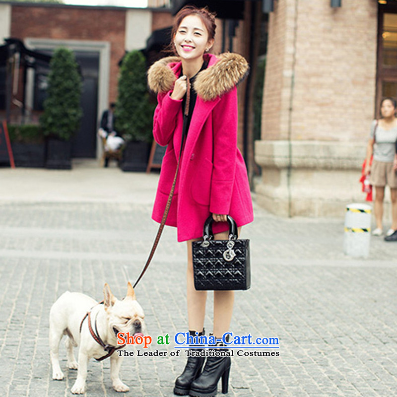 Clearwater Lai Hsiang gross? 2015 winter coats female new women in Korean long hair Sau San? female 226X coats of red , L, Clear Water, incense shopping on the Internet has been pressed.