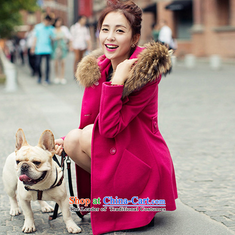 Clearwater Lai Hsiang gross? 2015 winter coats female new women in Korean long hair Sau San? female 226X coats of red , L, Clear Water, incense shopping on the Internet has been pressed.