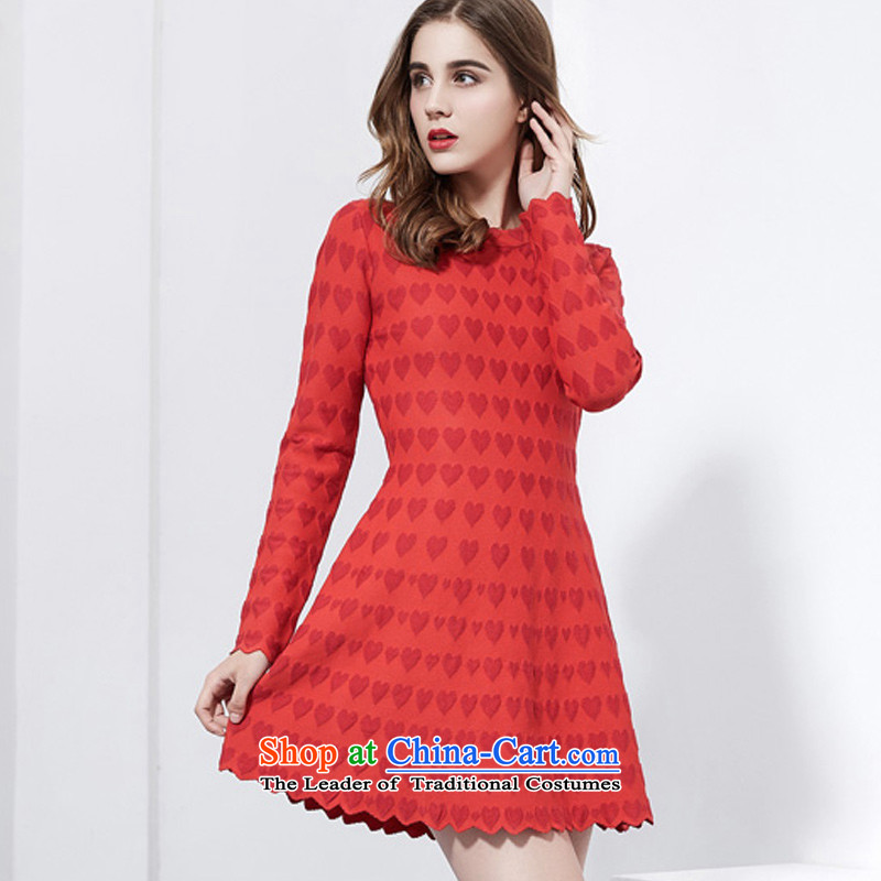 To increase the number missdonut female autumn and winter dresses long-sleeved thick sister 200 catties of Europe and the thick, thin large graphics knitting dress code red solid 7xl,missdonut,,, shopping on the Internet
