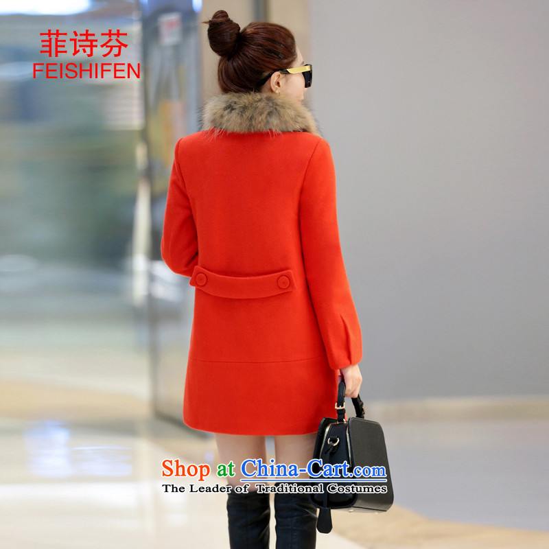 The Philippines 2015 autumn and winter fun, poetry new women's gross? coats that long thin nagymaros for Sau San graphics plus cotton thick hair? , Ms Elsie M orange coat Fen (FEISHIFEN) , , , shopping on the Internet
