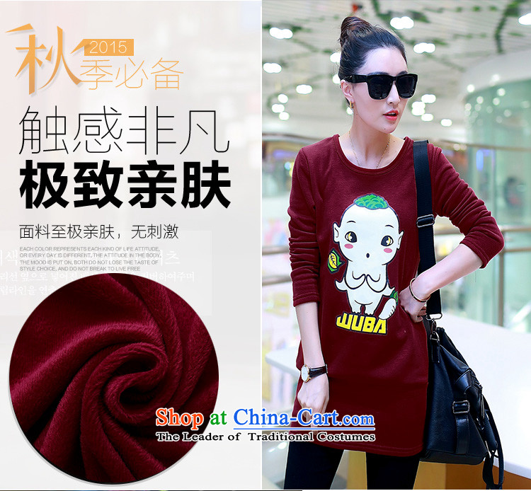 2015 Autumn and Winter Korea MEISUDI version of large numbers of ladies' blouse cartoon stamp loose video plus lint-free in the thin-thick solid long sleeved clothes white long-sleeved T-shirt 4XL Photo, prices, brand platters! The elections are supplied in the national character of distribution, so action, buy now enjoy more preferential! As soon as possible.