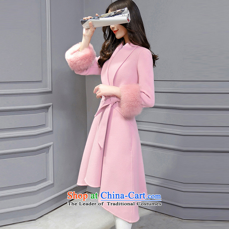 Morcar Connie snow in  winter 2015 new Korean fashion v-neck autumn and winter coats that? long hair? jacket of carmine Sau San toner , Mostar Carne (mokanixue snow) , , , shopping on the Internet