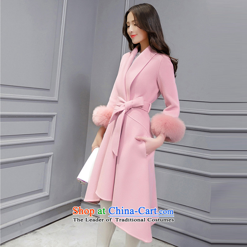 Morcar Connie snow in  winter 2015 new Korean fashion v-neck autumn and winter coats that? long hair? jacket of carmine Sau San toner , Mostar Carne (mokanixue snow) , , , shopping on the Internet