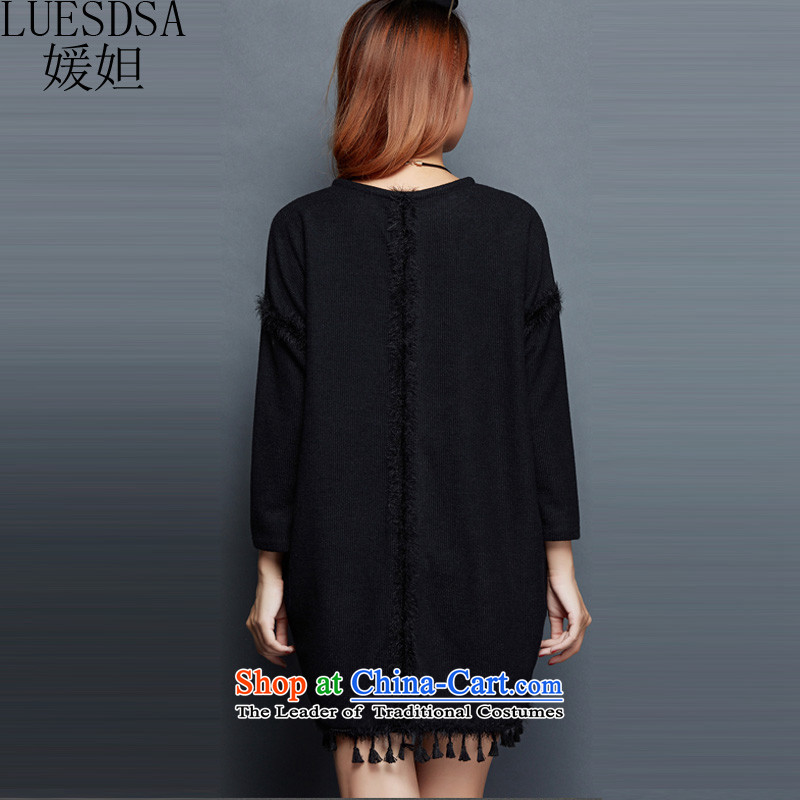 Yuan slot in the 2015 winter clothing new Korean Edition to increase the number of women with loose black poverty graphics plus mm thin thick wool thick knitwear dresses YD715 3XL, Black (LUESDSA Hoda Badran yuan) , , , shopping on the Internet