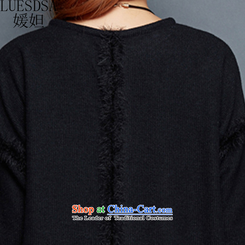 Yuan slot in the 2015 winter clothing new Korean Edition to increase the number of women with loose black poverty graphics plus mm thin thick wool thick knitwear dresses YD715 3XL, Black (LUESDSA Hoda Badran yuan) , , , shopping on the Internet