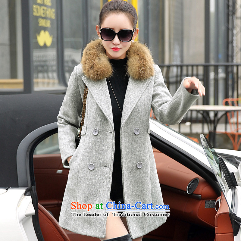 Xuan ina 2015 autumn and winter coats gross new stylish nagymaros for?, double-in Sau San long female middle gray L, Xuan ina (xuanyina) , , , shopping on the Internet