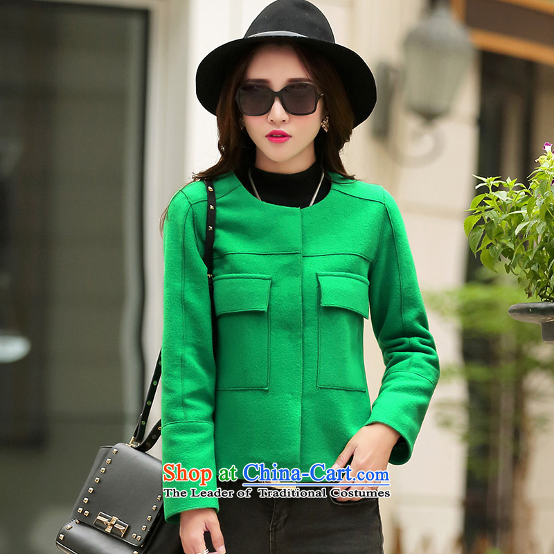 Products not woman winter 2015 new women's small-wind round-neck collar gross shortage of female jacket? Korean Sau San video thin long-sleeved T-shirt and a female green products not woman , , , M shopping on the Internet