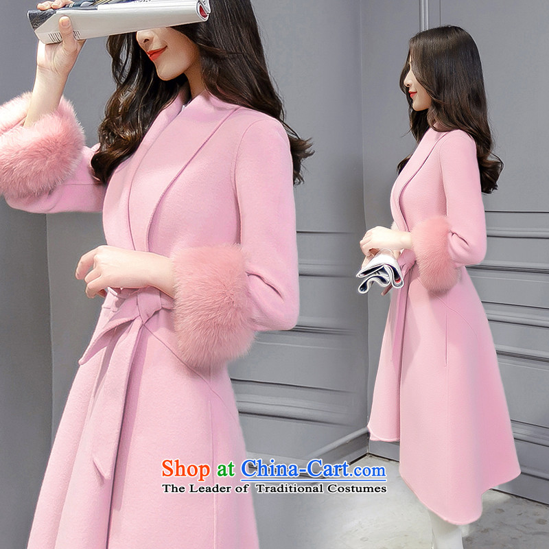Yi Shu 2015 m of the new Korean female autumn and winter and color Foutune of wool coat girl in long?)? jacket 1179 Sau San Mao rouge powder coat M S, Shu , , , shopping on the Internet
