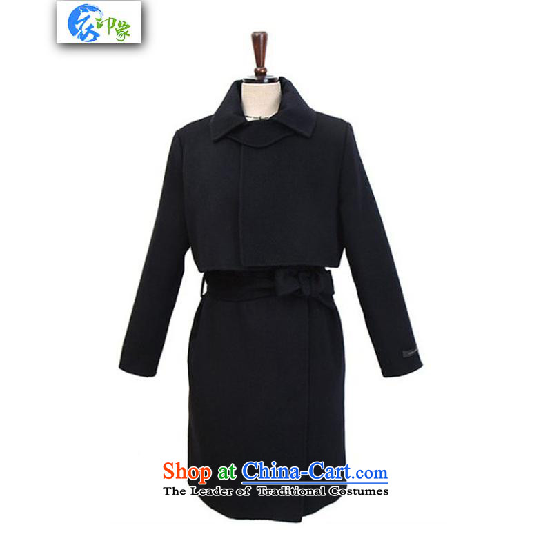 Yi impression of winter clothing new 2015 Korean version of Sau San a wool coat in long Foutune of gross overcoats female S6989? Black M Yi impression shopping on the Internet has been pressed.