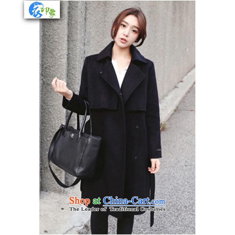 Yi impression of winter clothing new 2015 Korean version of Sau San a wool coat in long Foutune of gross overcoats female S6989? Black M Yi impression shopping on the Internet has been pressed.