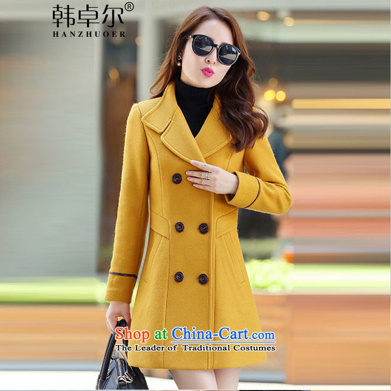 Korea's 2015 Autumn new Korean fashion in the Sau San long large female double-a wool coat X3335 wine red XXXL, lane rain , , , shopping on the Internet