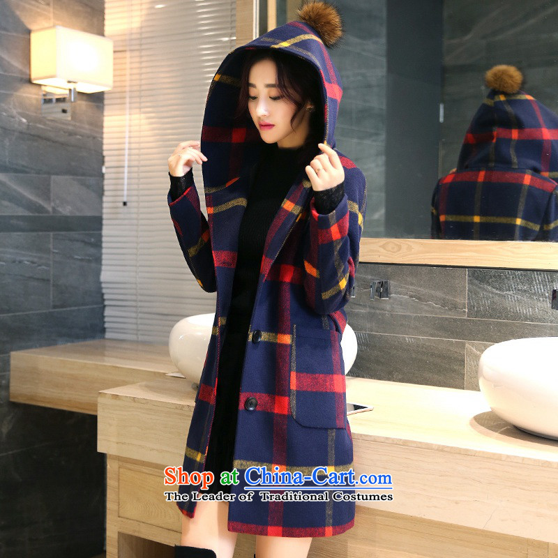 In accordance with the World Hsichih 2015 autumn and winter new products to the British Academy wind jacket compartments in gross? long cap a wool coat gross flows of female 018 Ball Grid in red and yellow XL, World (yilanxi pat) , , , shopping on the Int