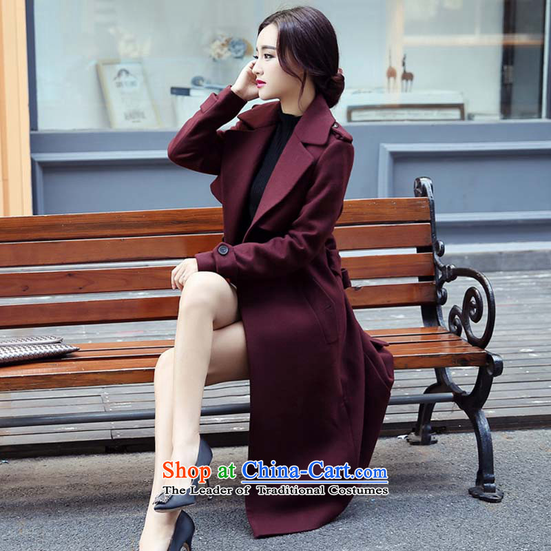 Dream involved clearly 2015 Fall/Winter Collections gross? female Korean version of the jacket long thin temperament is video Sau San sub-wool coat? wine red XL, Dream (MENGJIEYU clearly involved) , , , shopping on the Internet
