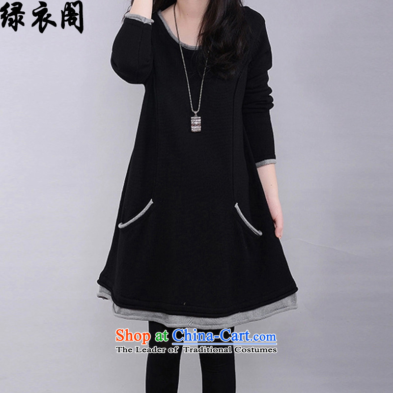 Green Room 2015 winter clothing on new larger women to increase expertise mm plus video and slender, lint-free Thick coated knit sweater female black?XXL_135-150_ amounted