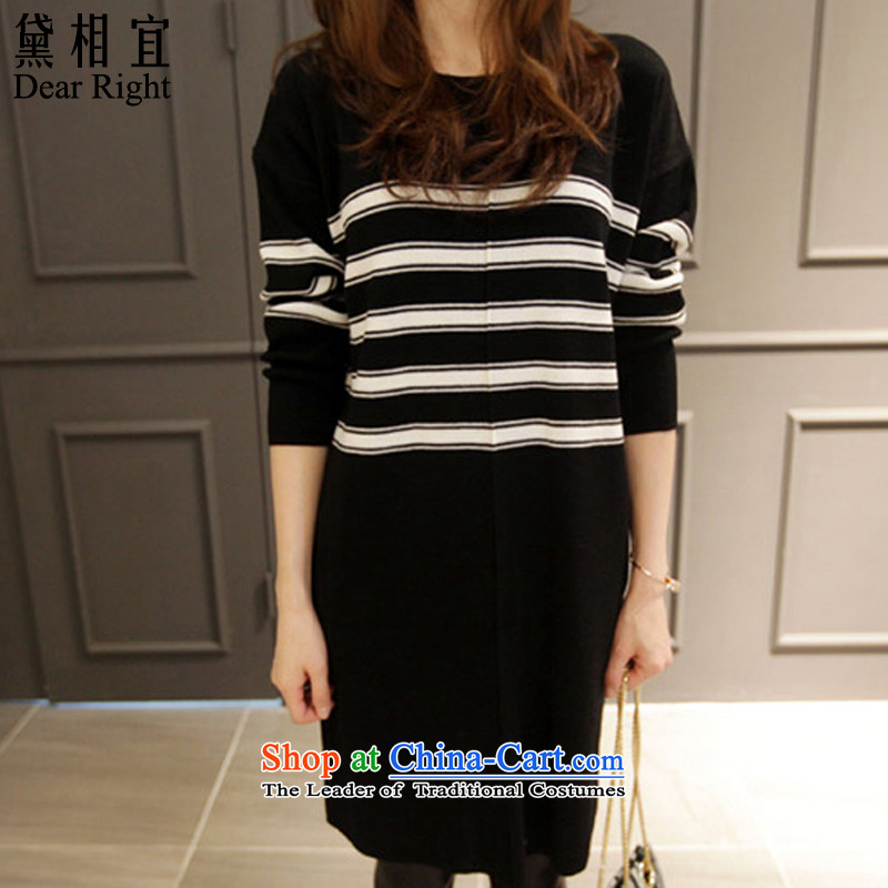 Doi affordable winter to increase women's loose in the code of 200 catties thick sister mm Knitted Shirt sweater, forming the Netherlands dresses thick black T-shirt, Hin thin?4XL_ recommendations 180-200 catties_