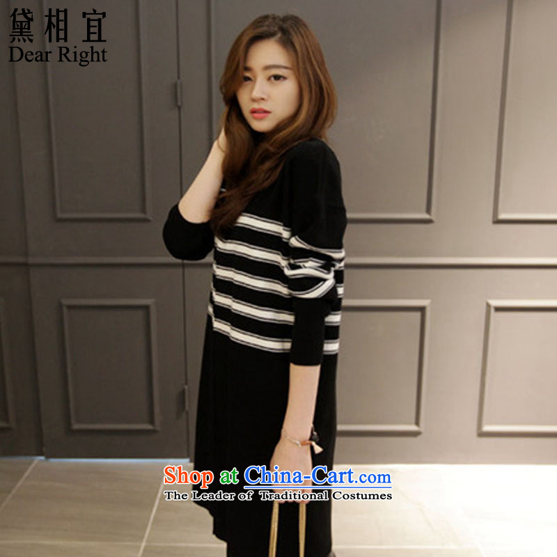 Doi affordable winter to increase women's loose in the code of 200 catties thick sister mm Knitted Shirt sweater, forming the Netherlands dresses thick black T-shirt, Hin thin 4XL( recommendations 180-200), ideal for daisy (catty dearright) , , , shopping