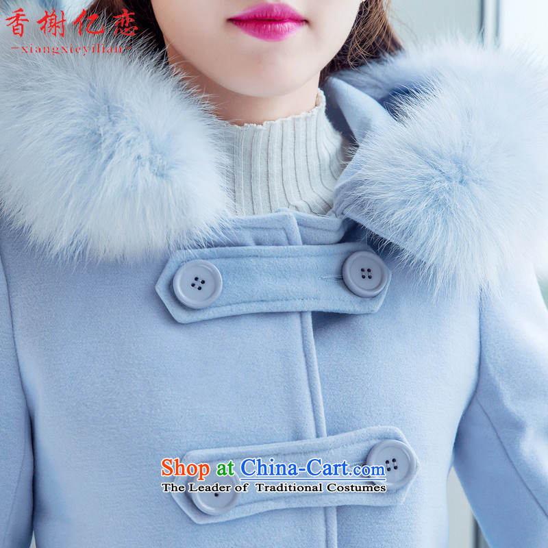 Champs billion Land 2015 Autumn new gross coats female hair? for Pocket Korean female jacket is   Gross X688 aqua-blue XL, Champs billion land (xiangxieyilian) , , , shopping on the Internet